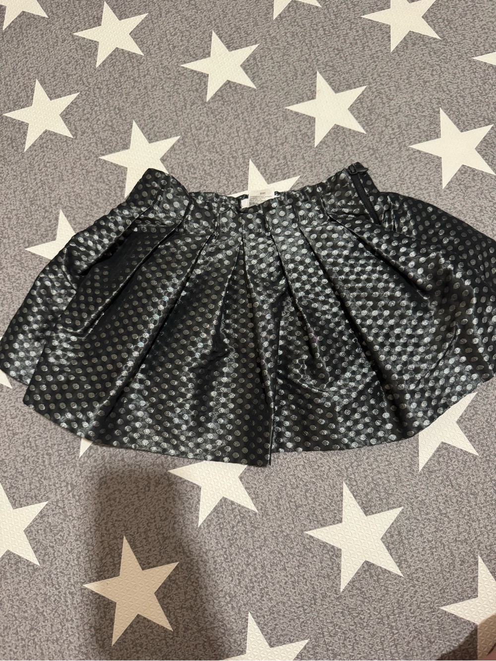 Jacadi Black Metallic Dot Pleated Skirt